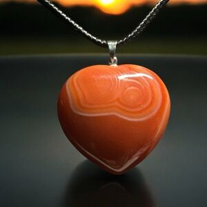 Gorgeous Carnelian Agate Heart Necklace